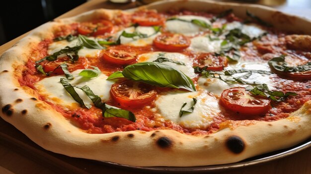 primo piano della pizza fatta in casa con mozzarella fresca