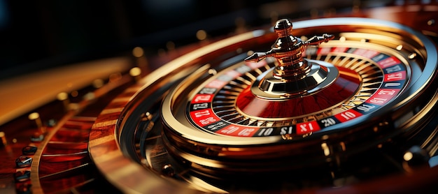 primo piano della roulette del casinò, intelligenza artificiale generativa colorata e luminosa