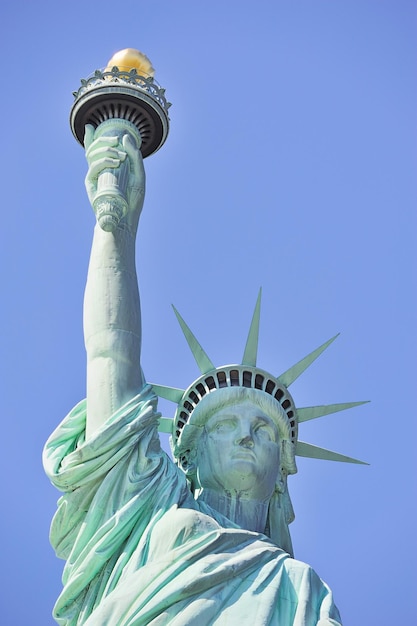 Primo piano della statua della libertà a New York City Manhattan