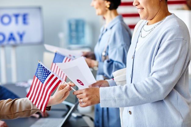 Primo piano della stazione di voto americana