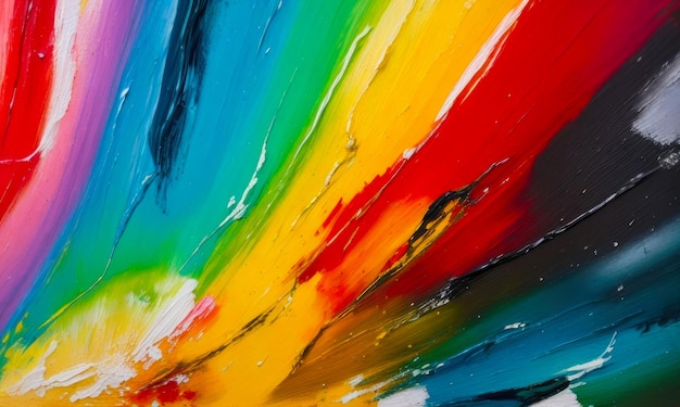 Primo piano della struttura astratta della pittura d'arte ruvida arcobaleno con pennellata di olio