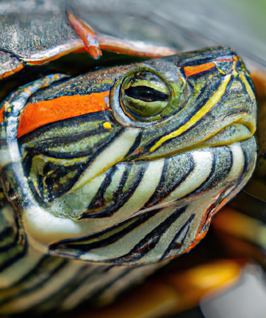 Primo piano della tartaruga dipinta creata utilizzando la tecnologia generativa ai