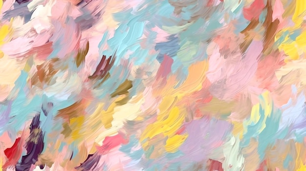 Primo piano della texture della pittura a olio con pennellate e pennellate di spatola in rosa e blu