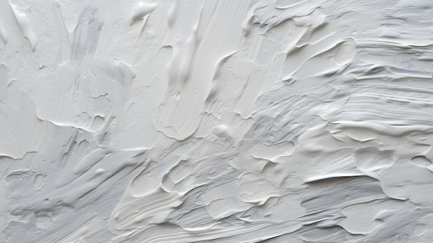 Primo piano della trama della pittura a olio con pennellate e pennellate di spatola nei colori bianco e grigio