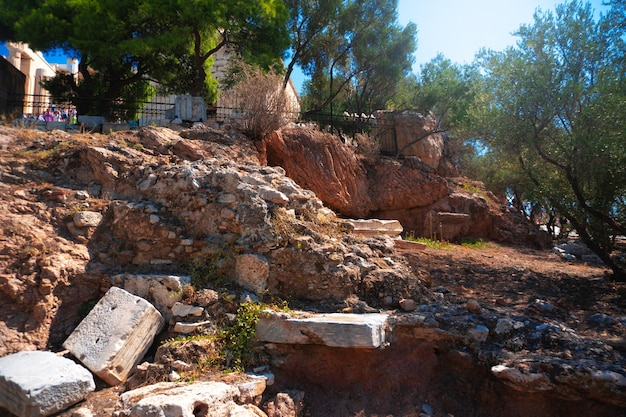 Primo piano delle antiche rovine greche