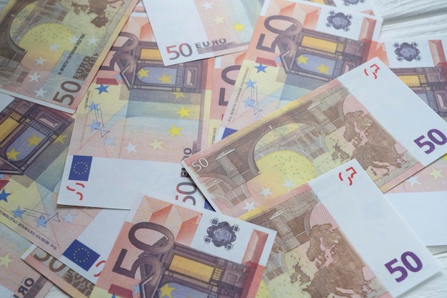 Primo piano delle banconote in euro. Euro soldi. sfondo di soldi in euro. Banconote in euro