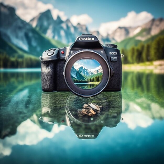 Primo piano delle mani che tengono una macchina fotografica d'epoca che scatta una foto di una bella foto di scenario scattata da dietro