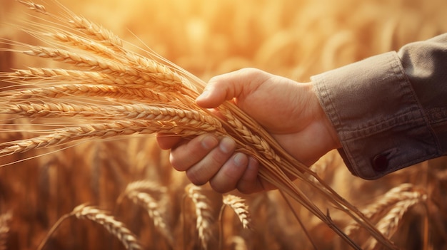 primo piano delle mani femminili che tengono spighe di grano