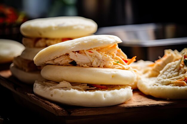 Primo piano di arepa morbido e soffice il panino nazionale della colombia