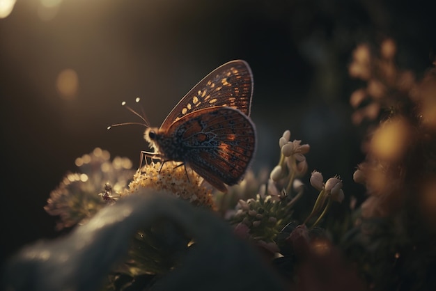 Primo piano di bella farfalla sul fiore per la natura all'aperto Fauna selvatica Insetti Farfalle