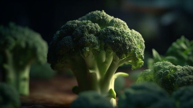 Primo piano di Broccoli Generative Ai