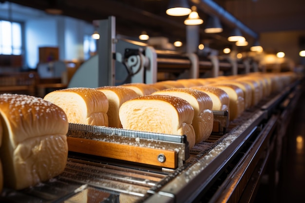 primo piano di ciambelle dolci sul trasportatore sulla fabbrica di prodotti da forno