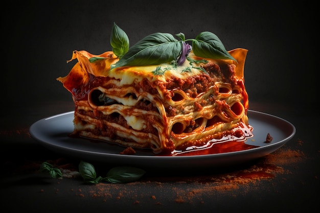 primo piano di deliziose lasagne fresche sul tavolo