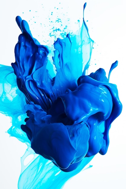 Primo piano di liquido blu in liquido riempito con liquido blu IA generativa