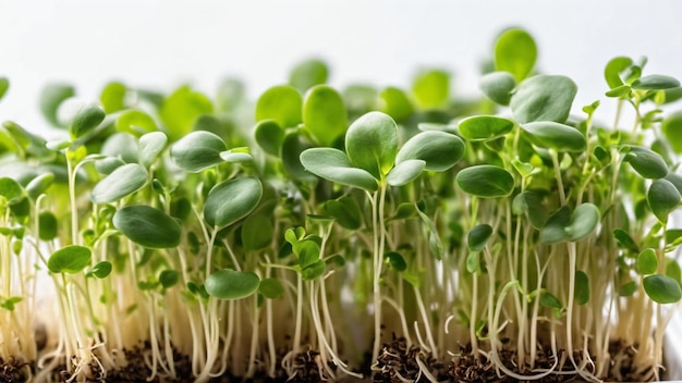 Primo piano di microverdi freschi Concetto di alimentazione sana e vegana