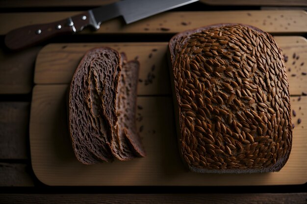 Primo piano di pane integrale fresco e appetitoso che rappresenta una dieta sana ed equilibrata Generato dall'intelligenza artificiale