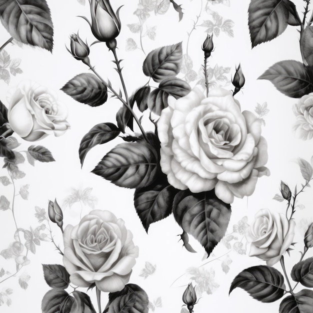 Primo piano di rose bianche su sfondo bianco creato utilizzando la tecnologia generativa ai