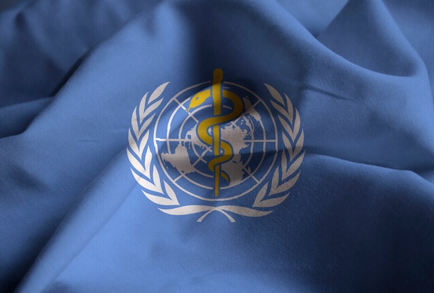 Primo piano di Ruffled World Health Organization Flag