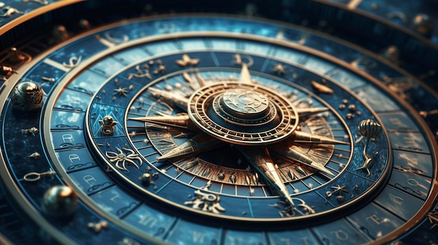 Primo piano di segni zodiacali e simboli astrologici