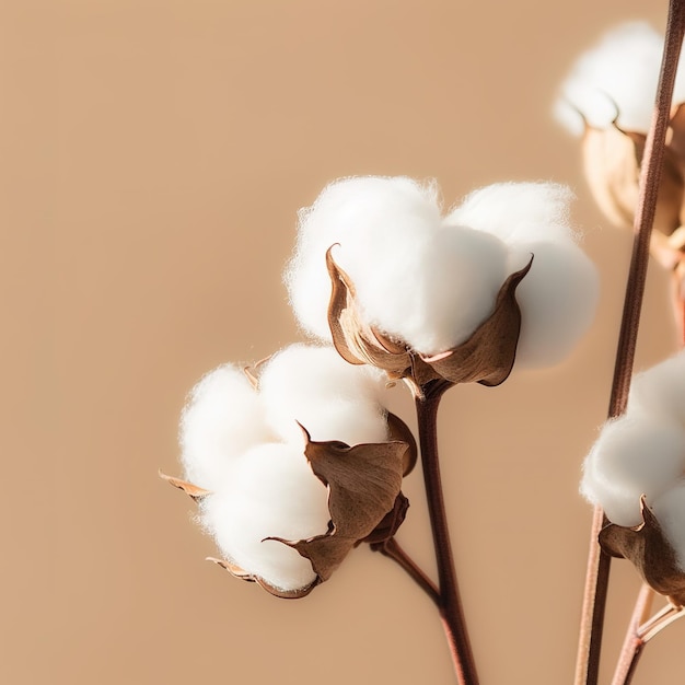 Primo piano di soffici fiori di cotone