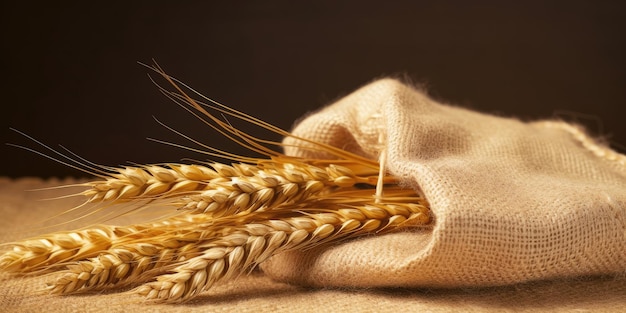 Primo piano di spighe di grano con tela IA generativa