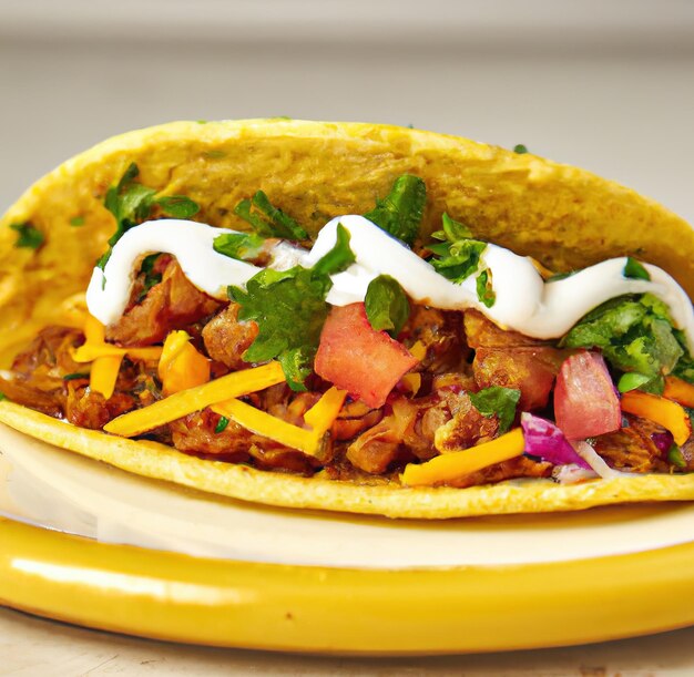 Primo piano di taco con carne e verdure