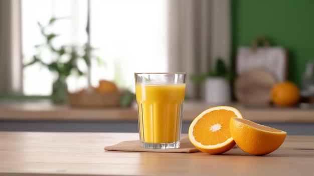 Primo piano di un'arancia a fette Cibo sano frutta fresca arance succose Madre e figlio sono un'intelligenza artificiale generativa