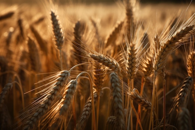 Primo piano di un campo di orzo IA generativa