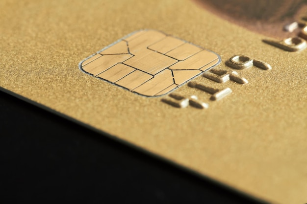 Primo piano di un chip della carta bancaria