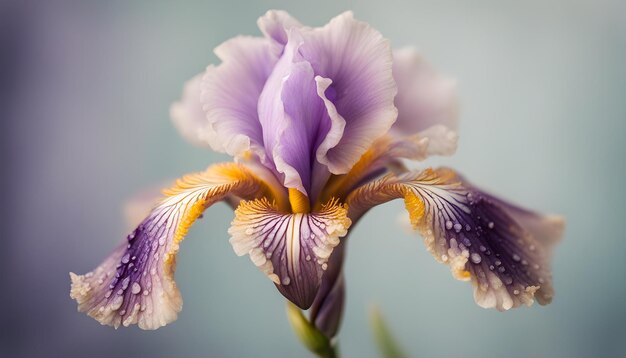 primo piano di un fiore di iris con isolato con sfondo morbido