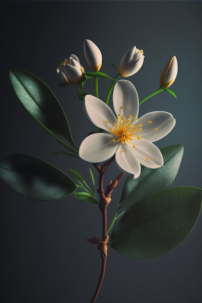 Primo piano di un fiore su uno stelo ai generativo