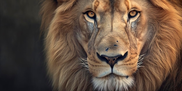 Primo piano di un leone africano IA generativa