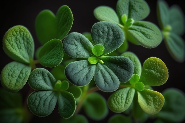 Primo piano di un mazzo di trifoglio verde