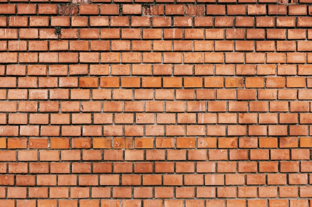 Primo piano di un muro di mattoni arancione