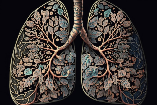 Primo piano di un polmone con intricato motivo floreale