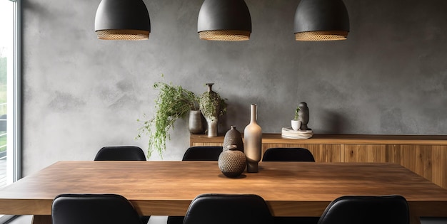 primo piano di un tavolo in una moderna sala da pranzo a casa