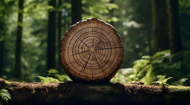 primo piano di un tronco d'albero con un centro circolare al tronco