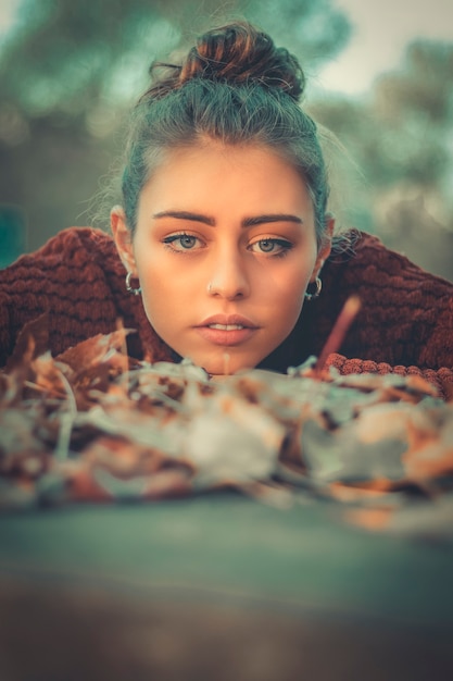 Primo piano di una bella donna