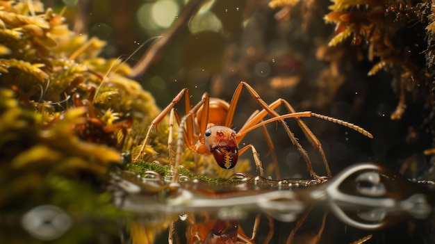 primo piano di una formica rossa in natura