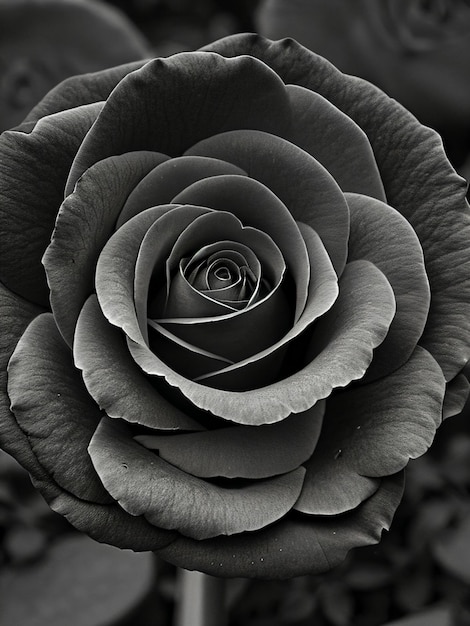 primo piano di una rosa in bianco e nero