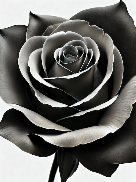 primo piano di una rosa in bianco e nero