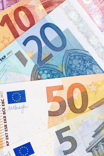 Primo piano di valuta euro. Foto ad alta risoluzione.