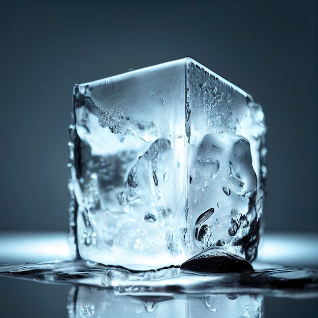 Primo piano di vetro trasparente riempito di ghiaccio. Veri cubetti di ghiaccio per fare una bevanda.