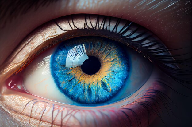 Primo piano femminile dell'occhio azzurro IA generativa IA generativa
