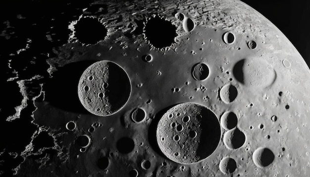 Primo piano in bianco e nero della priorità bassa di struttura della luna