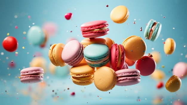 Primo piano Macaron Dessert Colori pastello Foto di alta qualità