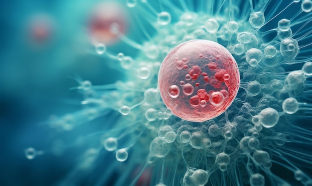 Primo piano macroscientifico di un organismo cellulare umano in un corpo umano