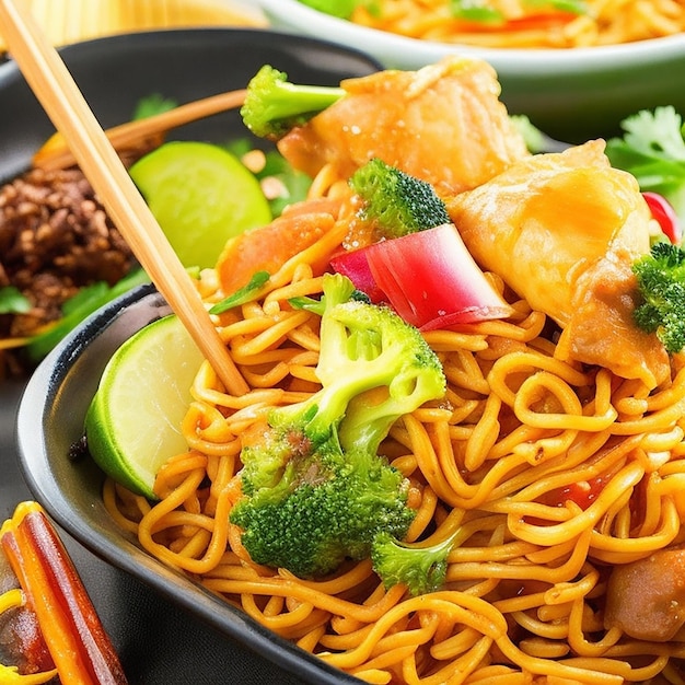 Primo piano su delizioso cibo asiatico