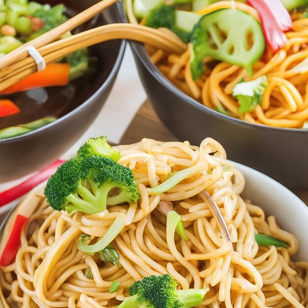 Primo piano su delizioso cibo asiatico