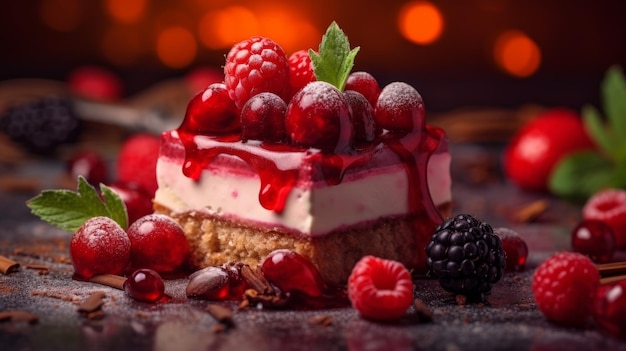 primo piano su fantasia dessert rosso rosa blu elementi